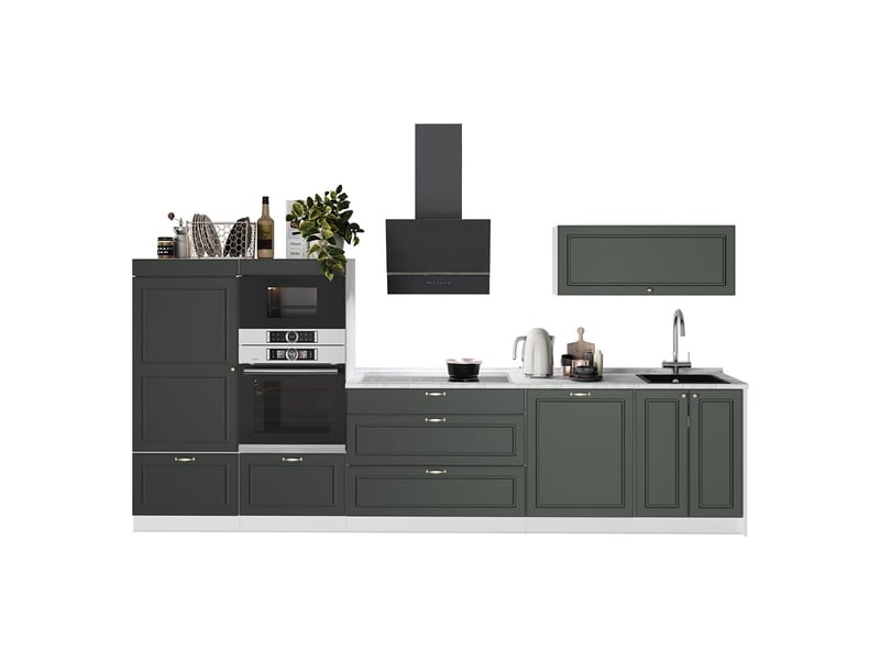  Vicco cuisine, vert or campagneblanc, 340cm, pt chêne  - Conforama E