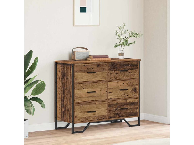  Commode chambre adulte, armoire à tiroirs 6-tiroir bois ancien 91x35,5x74,5 cm  - Conforama B