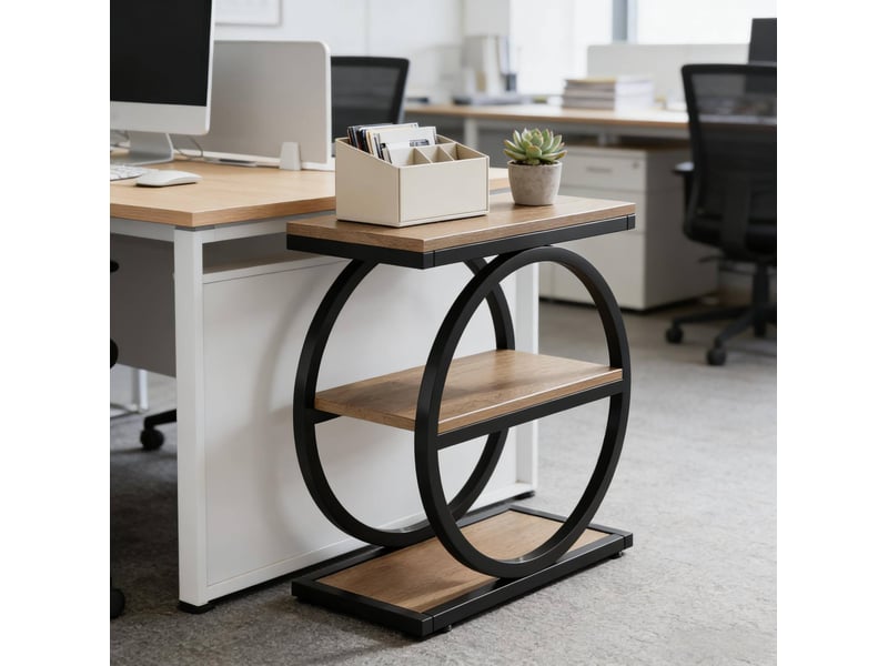  Table d’appoint à 3 niveaux – mdf et métal – noir et brun – 60 x 30 x 65 cm  - Conforama C