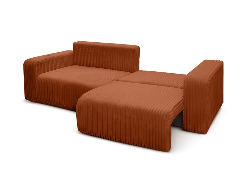 Canapé droit 3 places alya convertible en velours côtelé épais - terracotta ALYA - Conforama D