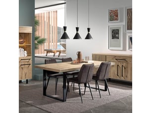 Table repas 170cm aspect bois canyon pieds u métal noir - barton
