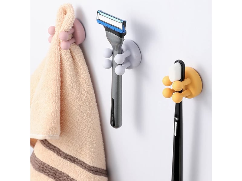 Lot de 4 crochets adhésifs blancs, porte- sans perçage, support pour brosse à dents, de pour femme, (blanc - Conforama C