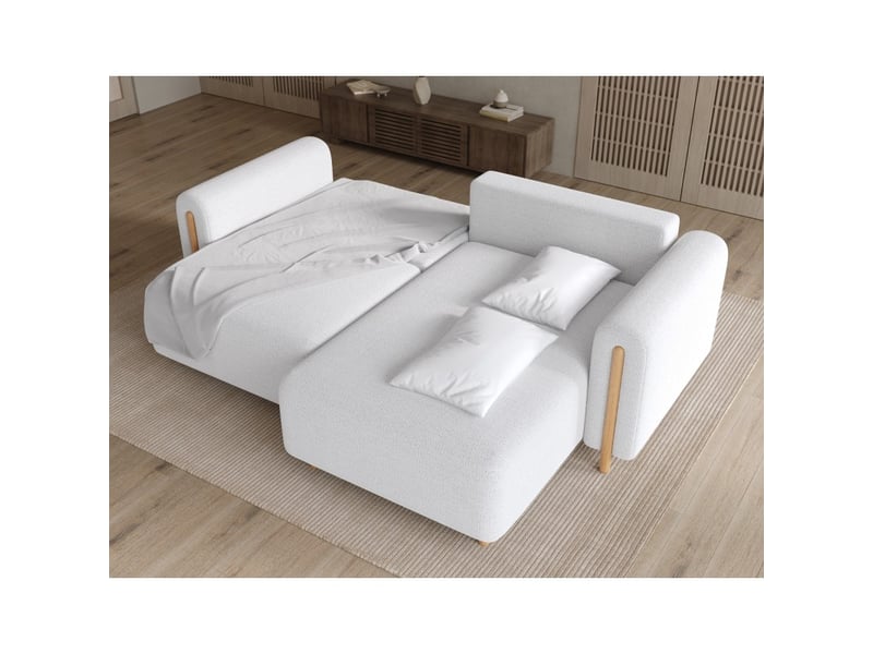  Canapé d'angle convertible arvessa blanc alpin chenille – angle droit  - Conforama D