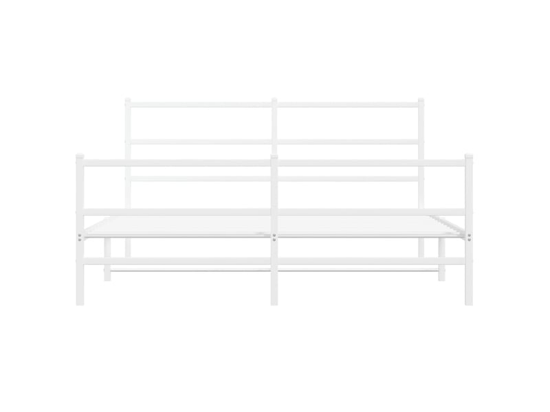  Lit double- lit adulte -  cadre de lit métal sans matelas et pied de lit blanc 150x200 cm  - Conforama D