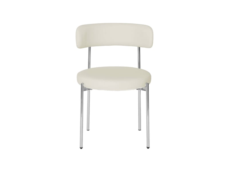  Lot de 2 chaises rondes vintage acier chromé et simili cuir blanc cassé - lola  - Conforama B