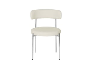 Lot de 2 chaises rondes vintage acier chromé et simili cuir blanc cassé - lola