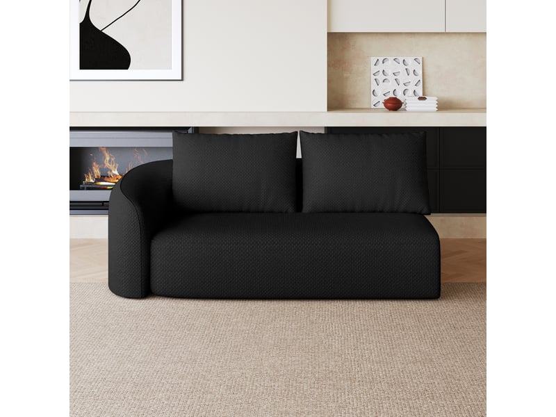 Canapé 2 places noir 160 cm, petit canapé salon configuration gauche, sofa compact moderne pour studio - Conforama D