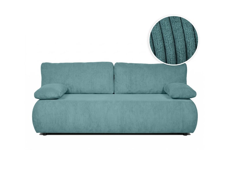  Canapé droit veluto convertible avec coffre en velours côtelé - bleu acier VELUTO - Conforama A