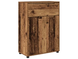 Cabinet de salle de bain, meuble de rangement bois ancien 72.5x36.5x100 cm