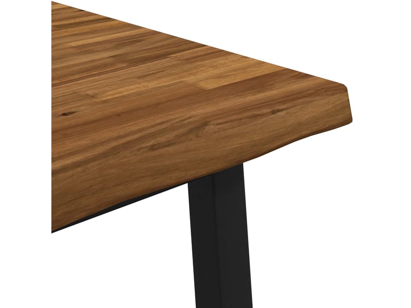 Table à manger 80x80x75 cm bois d'acacia massif naturel et noir carré shl33410 - Conforama E