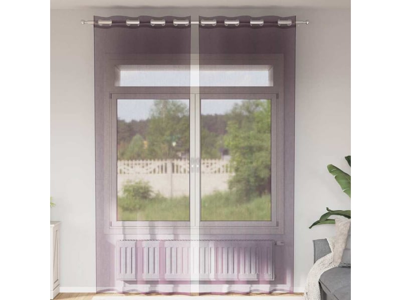  Lot de 2 rideaux en voile, voilages avec œillets violet 140x300 cm cf44440  - Conforama B