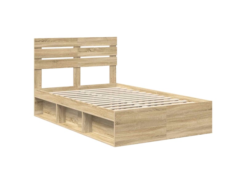 Lit double- lit adulte - cadre de lit avec tête de lit sonoma 120 x 190 cm pin massif - Conforama C