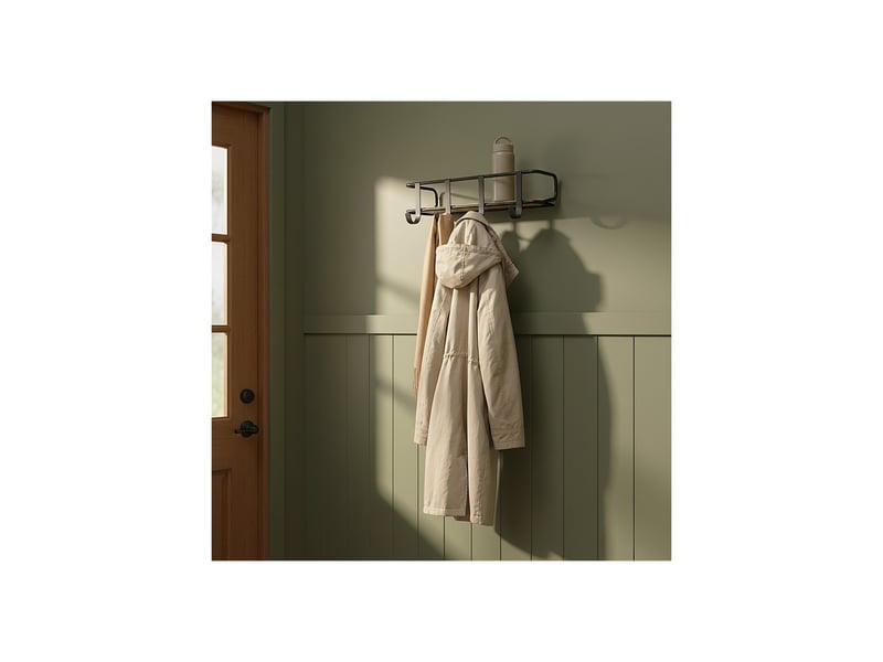 Porte-manteaux mural étagère métal noir effet bois 41,5 x 20 x 11 cm 50848 - Conforama E