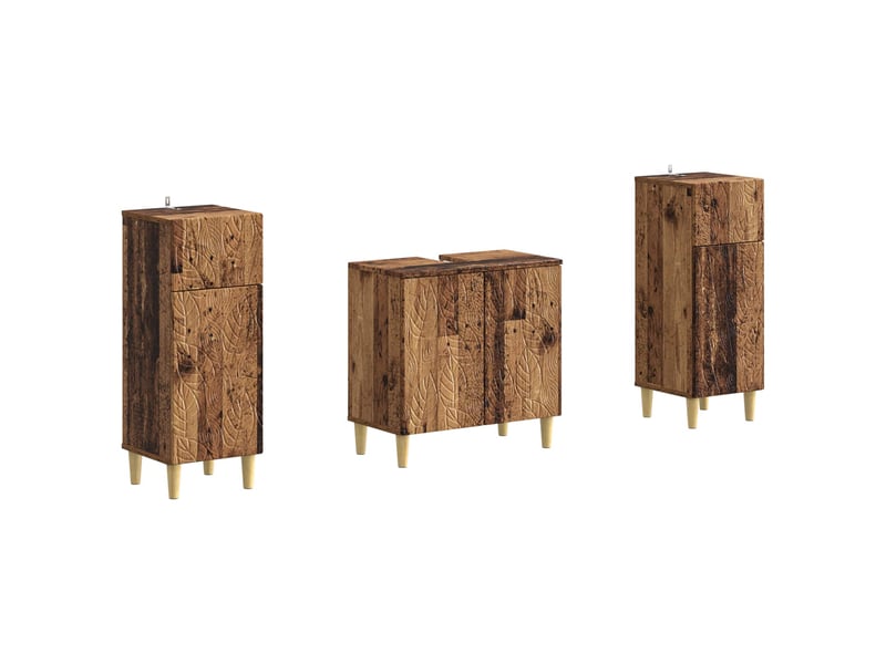 Ensemble de meuble de salle de bain 3 pièces delft bois ancien cf63376 - Conforama A