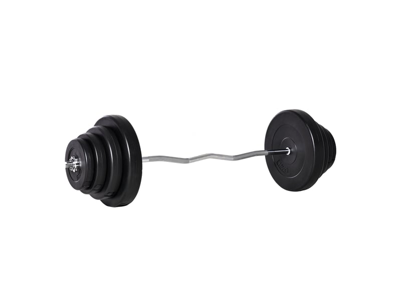  Barre et disque de 70 kg avec poignée antidérapante, acier et plastique, noir  - Conforama B