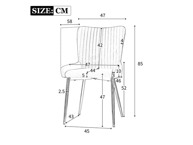  Chaise de salle à manger 58x47x85cm, lot de 6, velours, beige, support lombaire, pieds métalliques dorés  - Conforama C