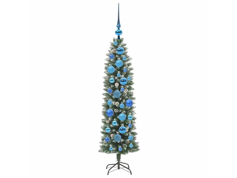 Sapin de noël - arbre de noël artificiel slim vert et blanc 120 cm - Conforama D
