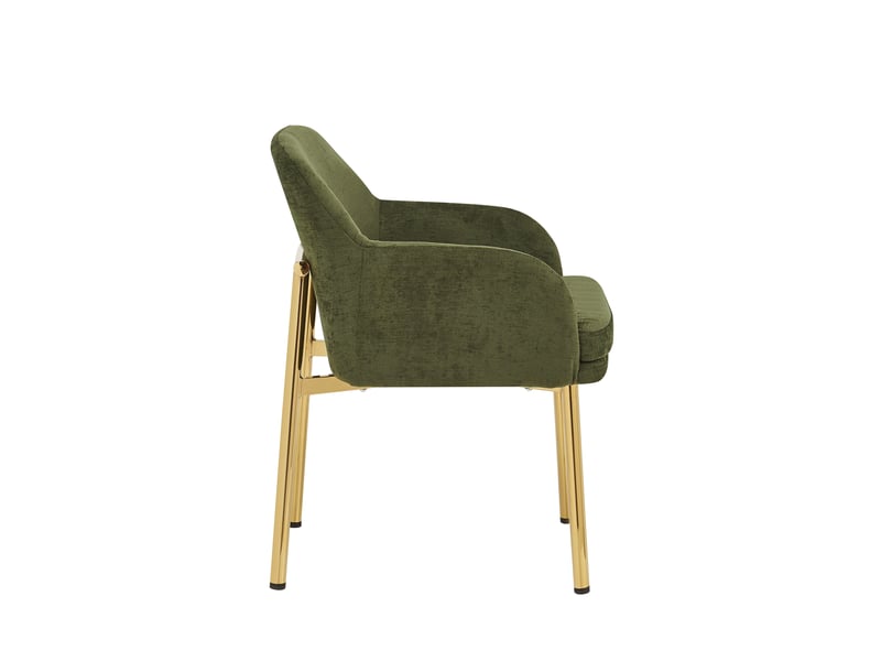  Lot de 4 chaises de salle à manger vertes rembourrées avec accoudoirs, pieds réglables  - Conforama B