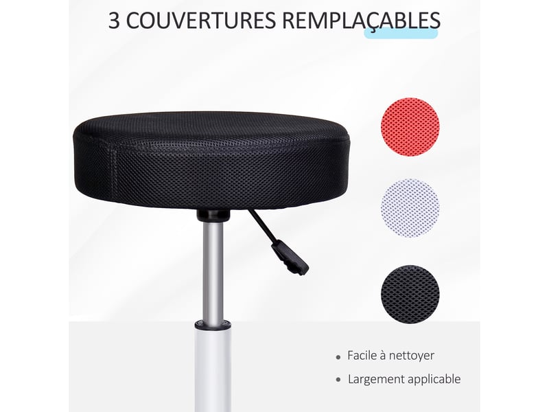  Lot de 2 tabourets de massage à roulettes reglable en hauteur pivotant avec couleurs trois de housse de protection  - Conforama E