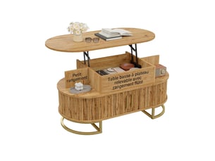 Table basse ovale coloris naturel <strong></strong> <strong></strong> - 50 cmx100 cm