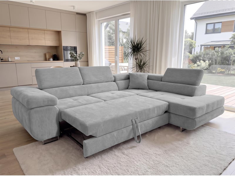  Canapé convertible konak 276 cm avec coffre et têtières – gris clair Konak - Conforama B