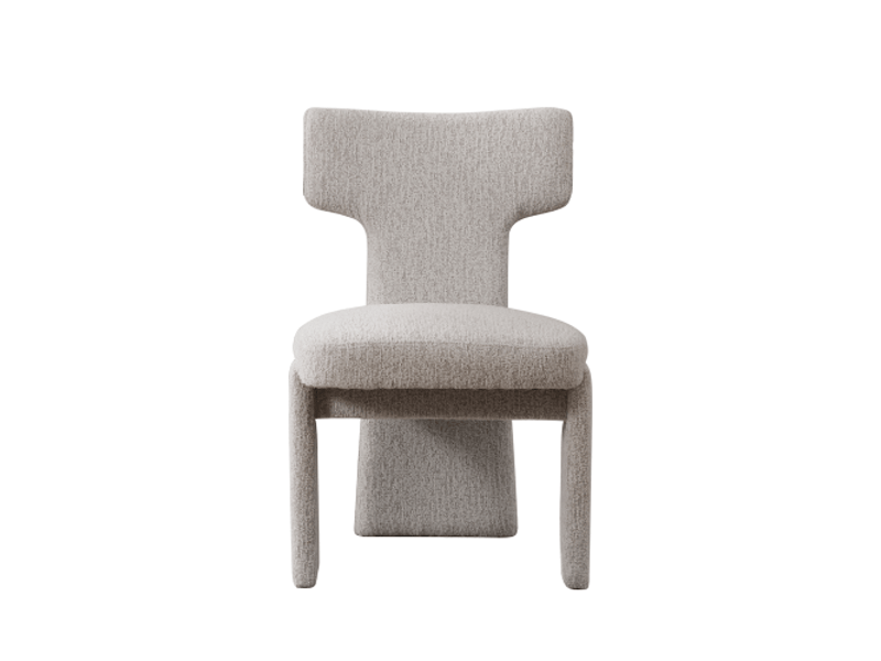 Ensemble 2 chaises d'appoint en velours chenille beige sans accoudoirs, dossier incurvé, pieds bois - salon &amp; café  - Conforama A