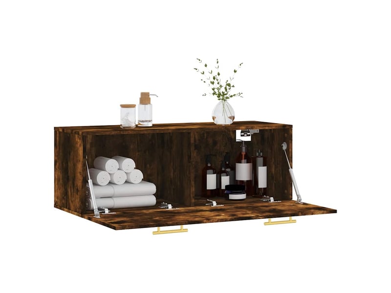  Armoire murale salon chêne fumé 100x36,5x35cm bois d'ingénierie shl5389  - Conforama D