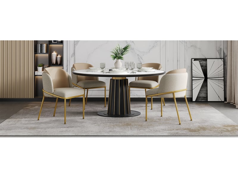  Chaises de salle à manger lot de 4 avec patins réglables  - dossier ergonomique, simili cuir - beige et kaki  - Conforama C