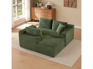 Canapé d'angle gauche fixe <strong>OKMYHOME</strong> <strong></strong> 4 places Tissu vert