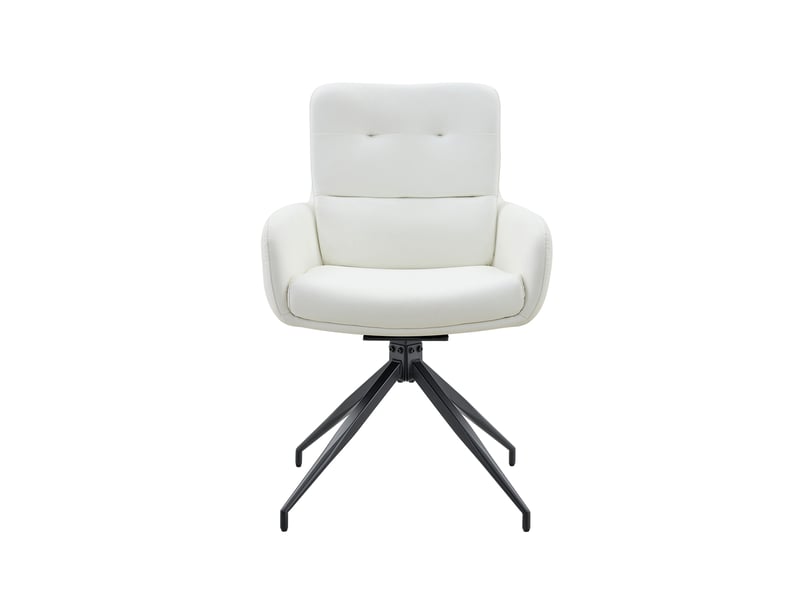  Lot de 2 chaises de salle à manger pivotantes 55 x 50 x 85 cm, blanc et noir, pu et métal, rotation 360 degrés  - Conforama D
