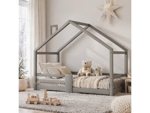 Lit cabane 90x200 cm MAISENTIEL coloris gris