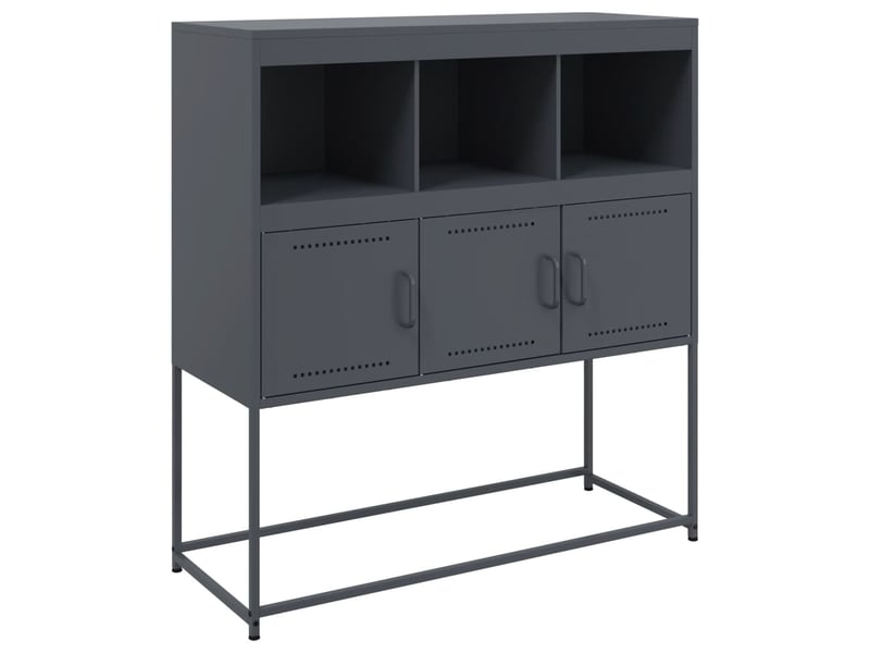 Buffet, meuble de rangement, bahut anthracite 100,5x39x107 cm acier shl51568 - Conforama A