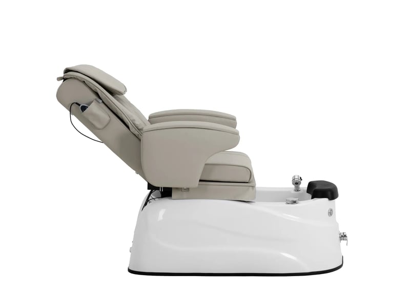 Fauteuil pédicure électrique avec bain de pieds éclairé et fonction de massage 105 watts 150 kg beige blanc 14_0009022  - Conforama E