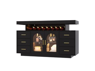 Buffet 2 porte(s) 6 tiroir(s) MODFU - 140 cm coloris noir