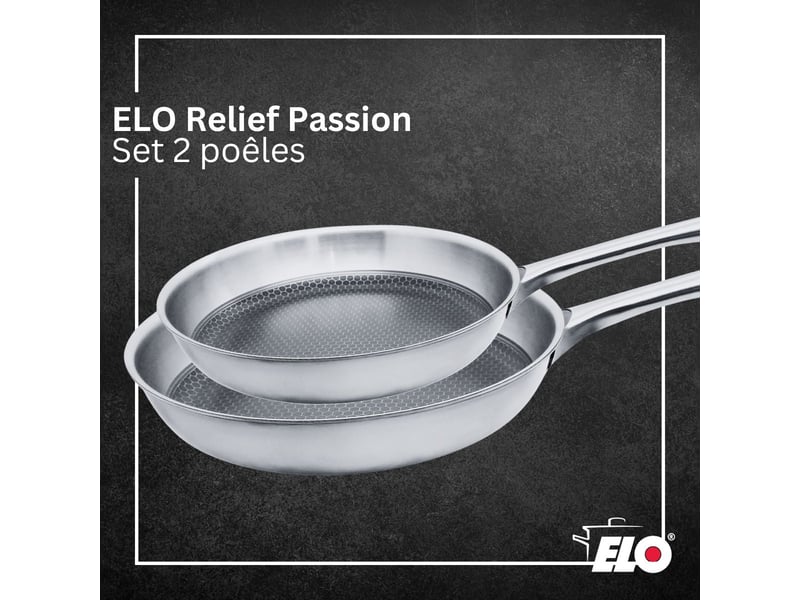 Lot de 2 poêles 2428 cm et faitout 20 cm elo relief passion 9535950BX88 - Conforama C
