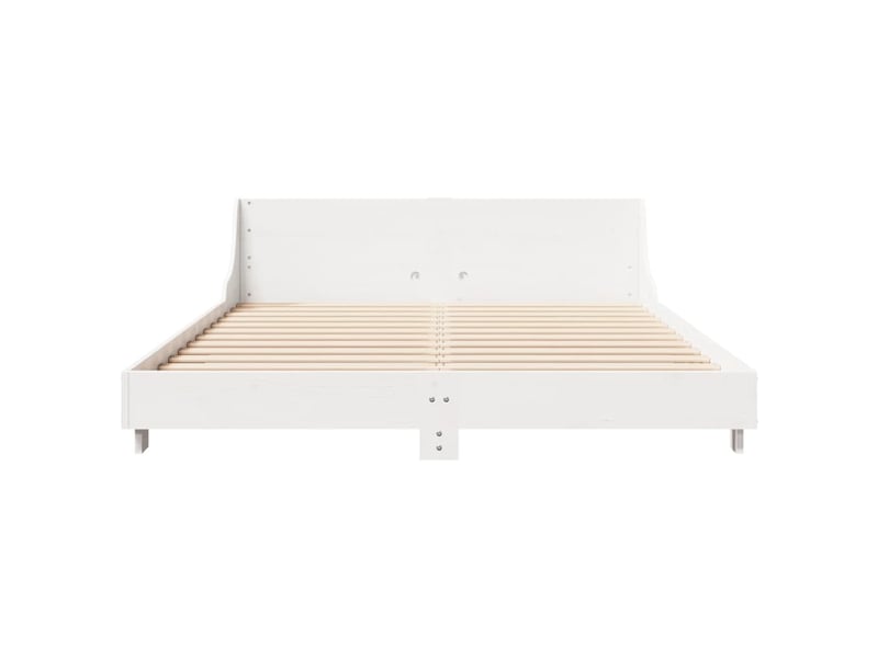  Lit double- lit adulte -  cadre de lit sans matelas blanc 150x200 cm bois de pin massif  - Conforama C