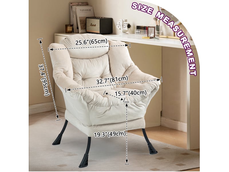  Fauteuil de détente modenvie avec poche latérale structure métallique kaki 75 x 80 x 85 cm  - Conforama C