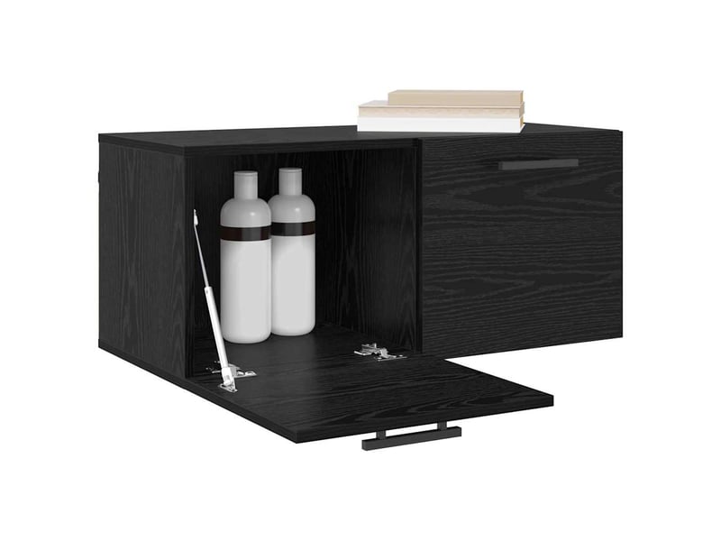 Meuble mural salon 80 x 36.5 x 35 cm bois d'ingénierie chêne noir shl6496 - Conforama C