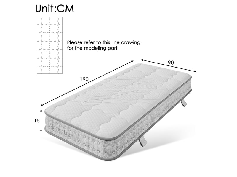  Matelas 90x190 cm h3 7 zones ressorts ensachés mousse froide polyester blanc  - Conforama E