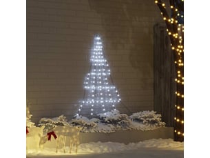 Sapin de noël - arbre de noël led avec piquets au sol blanc froid 182 cm métal