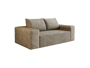 Canapé 3 places modulaire 180 cm en tissu velours côtelé camel