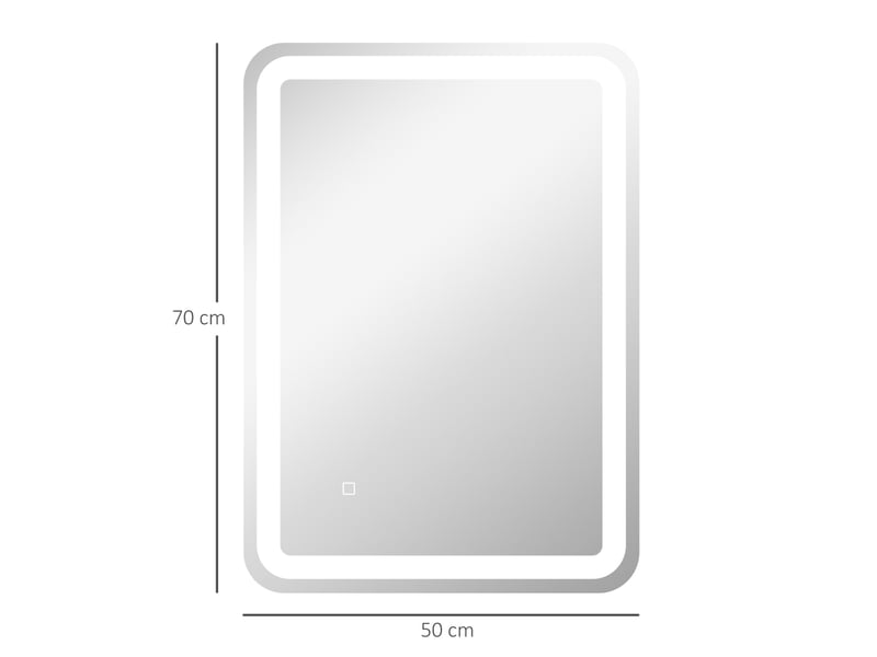 Miroir de salle de bain led 50 x 70 cm – argent – 3 couleurs, antibuée ip44, commande tactile et mémoire - Conforama B