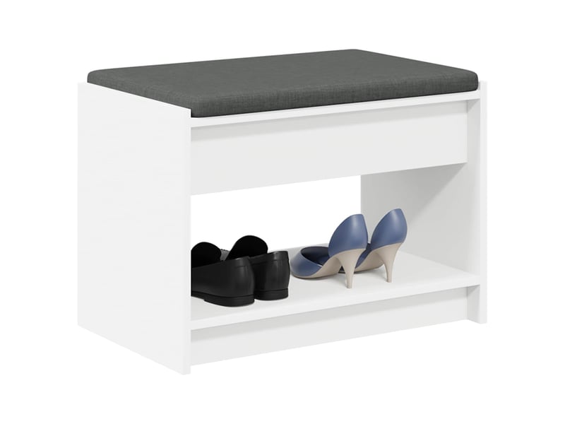  Banc d'entrée blanc 63x38x45 cm bois ingénierie et tissu  - Conforama C