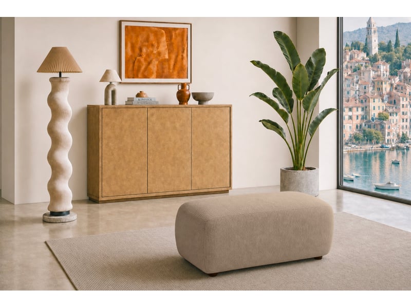  Portofino - pouf en petit velours côtelé café 105x57x40  - Conforama D
