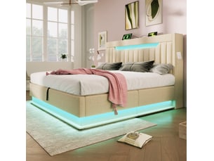 Lit coffre 180x200 cm coloris beige