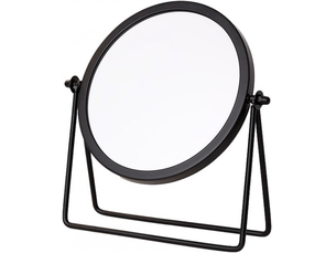 Miroir, miroir de maquillage, miroir sur pied, miroir de table, rond, rotation à 360°, design de cadre (noir)
