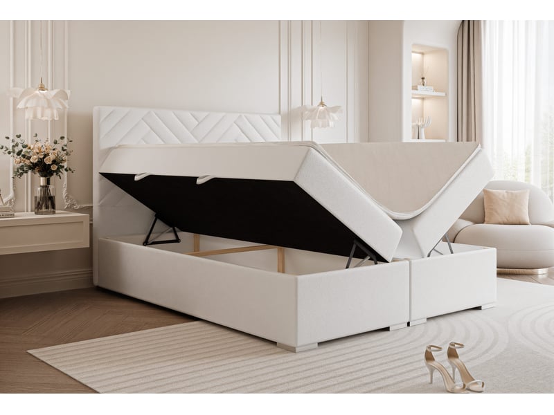  Lit coffre nerea - 160x200 cm - avec matelas et surmatelas - éco-cuir - blanc NEREA - Conforama C