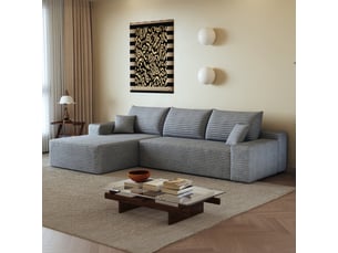 Canapé droit fixe <strong></strong> <strong></strong> 3 places Velours côtelé gris