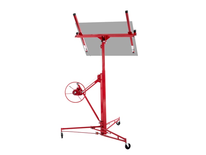 Lève-plaques pour plaques de plâtre, charge 68 kg, hauteur 140 à 350 cm, acier rouge, inclinaison 60 degrés - Conforama A