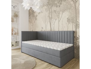 Lit avec rangement 100x200 cm <strong>MASSENO</strong>  <strong></strong> coloris gris